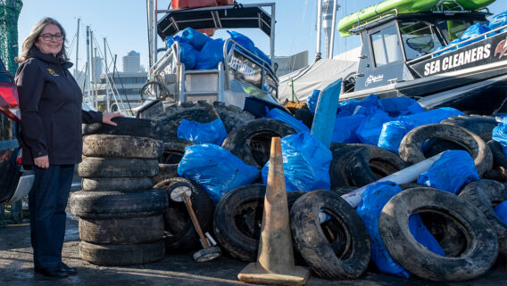 3R CE Adele Rose with tyres pulled from Auckland harbour